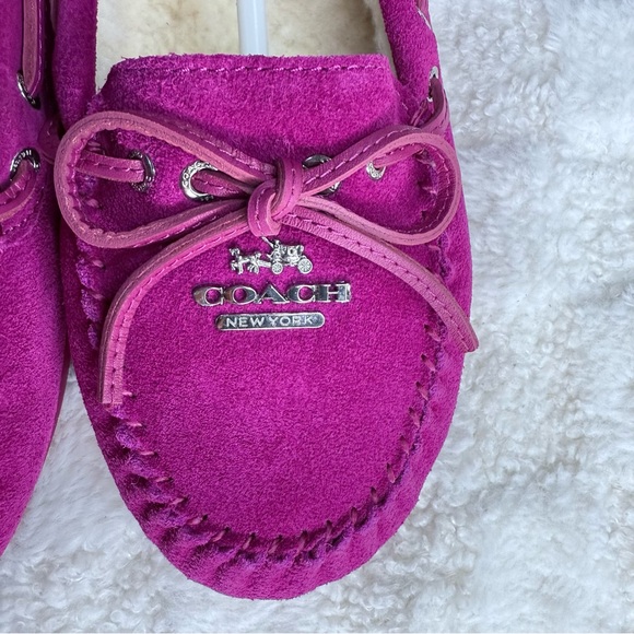 New Coach Fuchsia Suede Loafers Size 7 - Picture 4 of 9